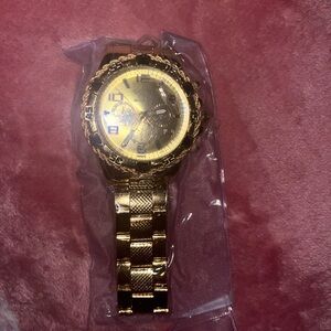 Gold-Tone Zhowe Watch with Chain Bezel